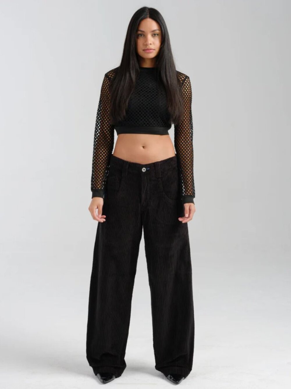 JNCO Black Corduroy Baggy Pants 28x30 Y2K Wide Leg Skater Rave